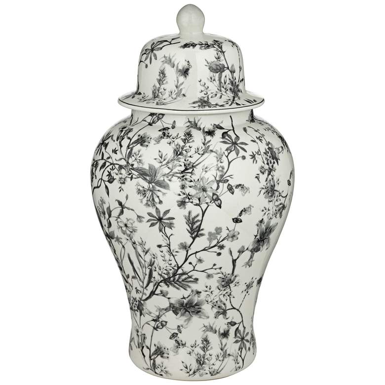 Image 7 Prentiss 21" High Black and White Ceramic Ginger Jar with Lid more views
