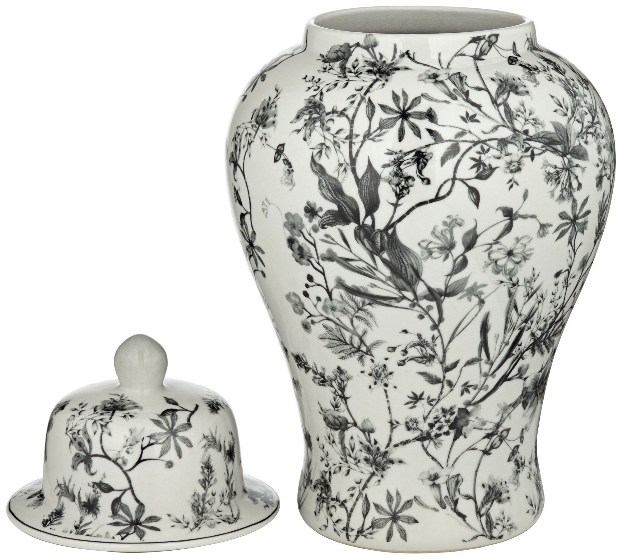 Prentiss 21" High Black and White Ceramic Ginger Jar with Lid in scene