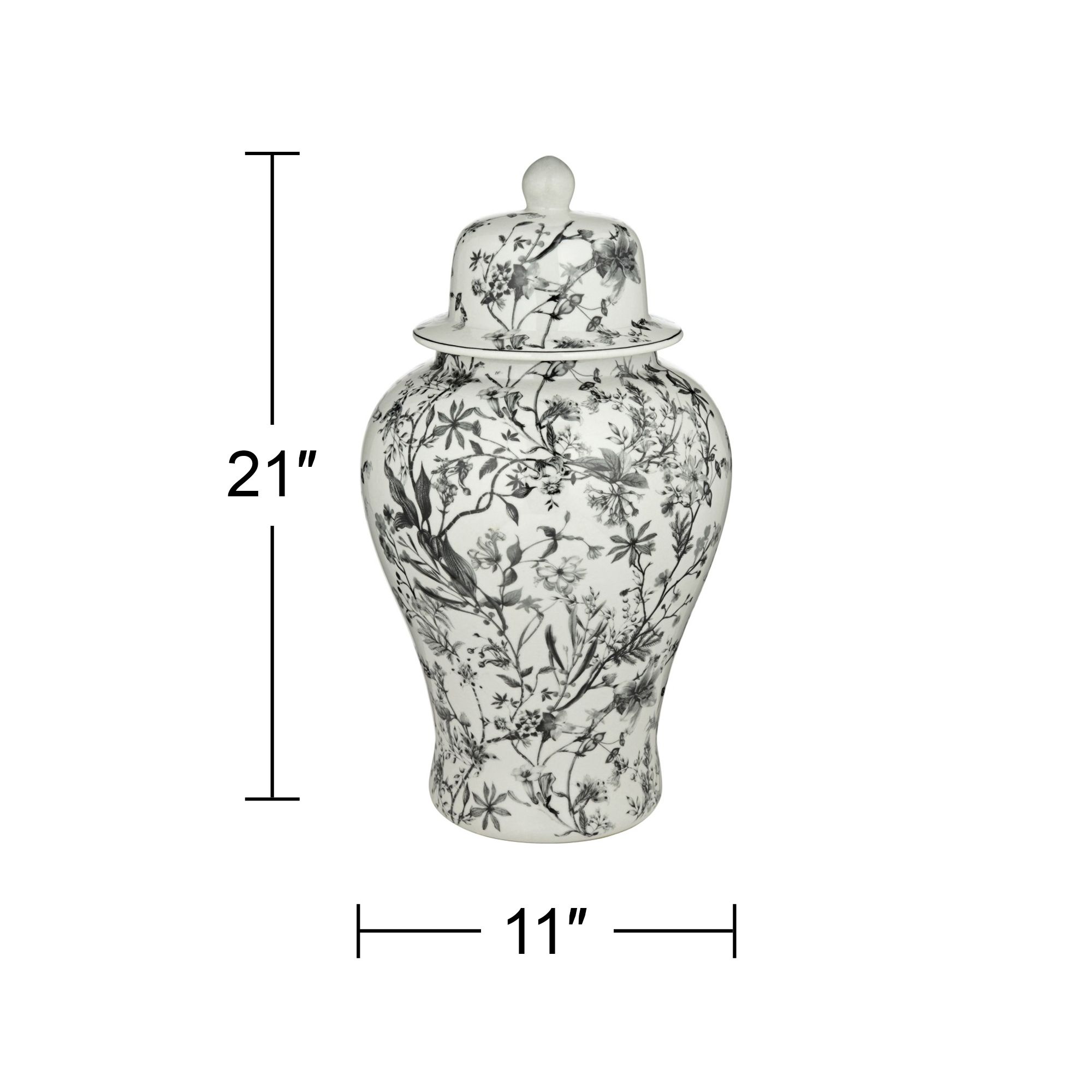 Prentiss 21" High Black and White Ceramic Ginger Jar with Lid in scene