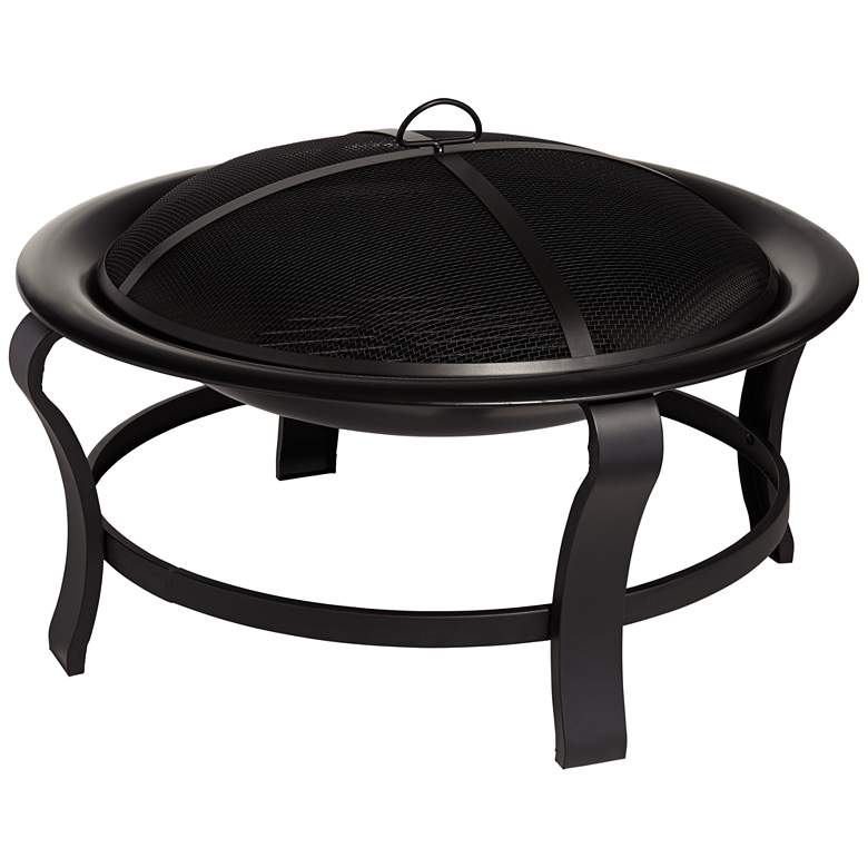 Prentiss 30&quot; Round Powder-Coated Steel Outdoor Fire Pit