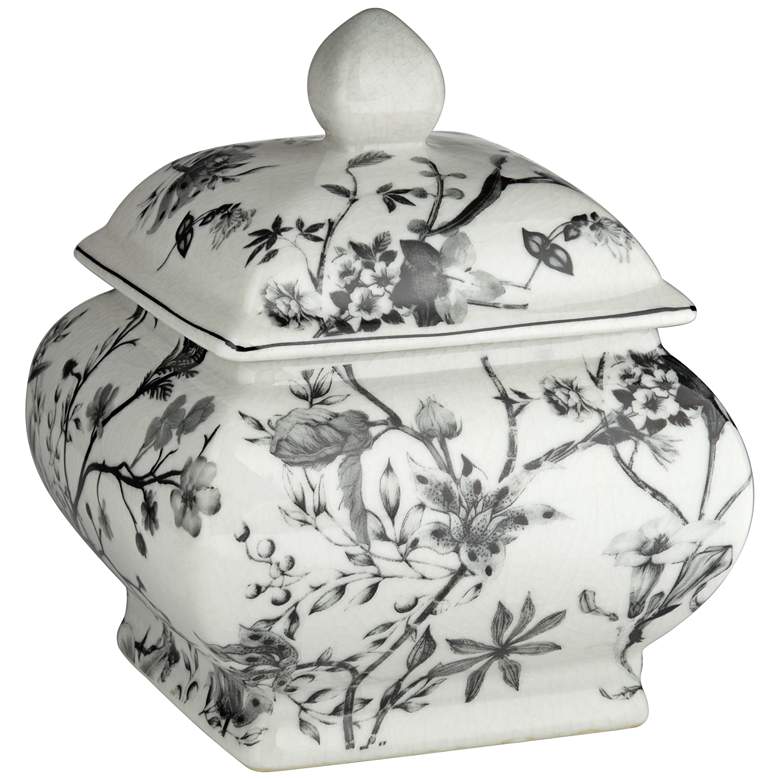 Image 3 Prentiss 7 1/4" High Black and White Ceramic Ginger Jar with Lid