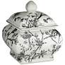 3_Prentiss 7 1/4" High Black and White Ceramic Ginger Jar with Lid