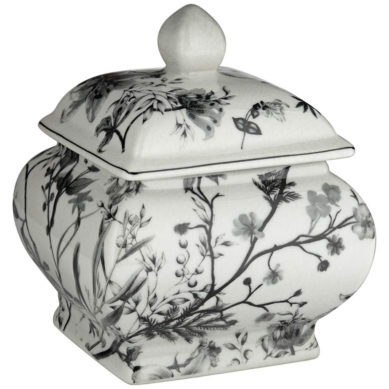 Image 6 Prentiss 7 1/4" High Black and White Ceramic Ginger Jar with Lid more views