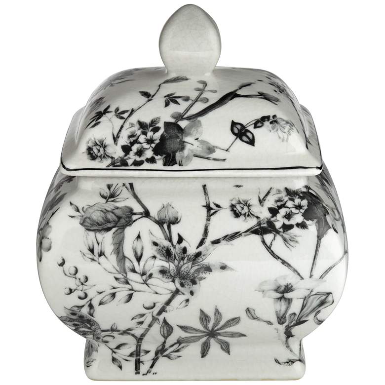 Image 7 Prentiss 7 1/4" High Black and White Ceramic Ginger Jar with Lid more views