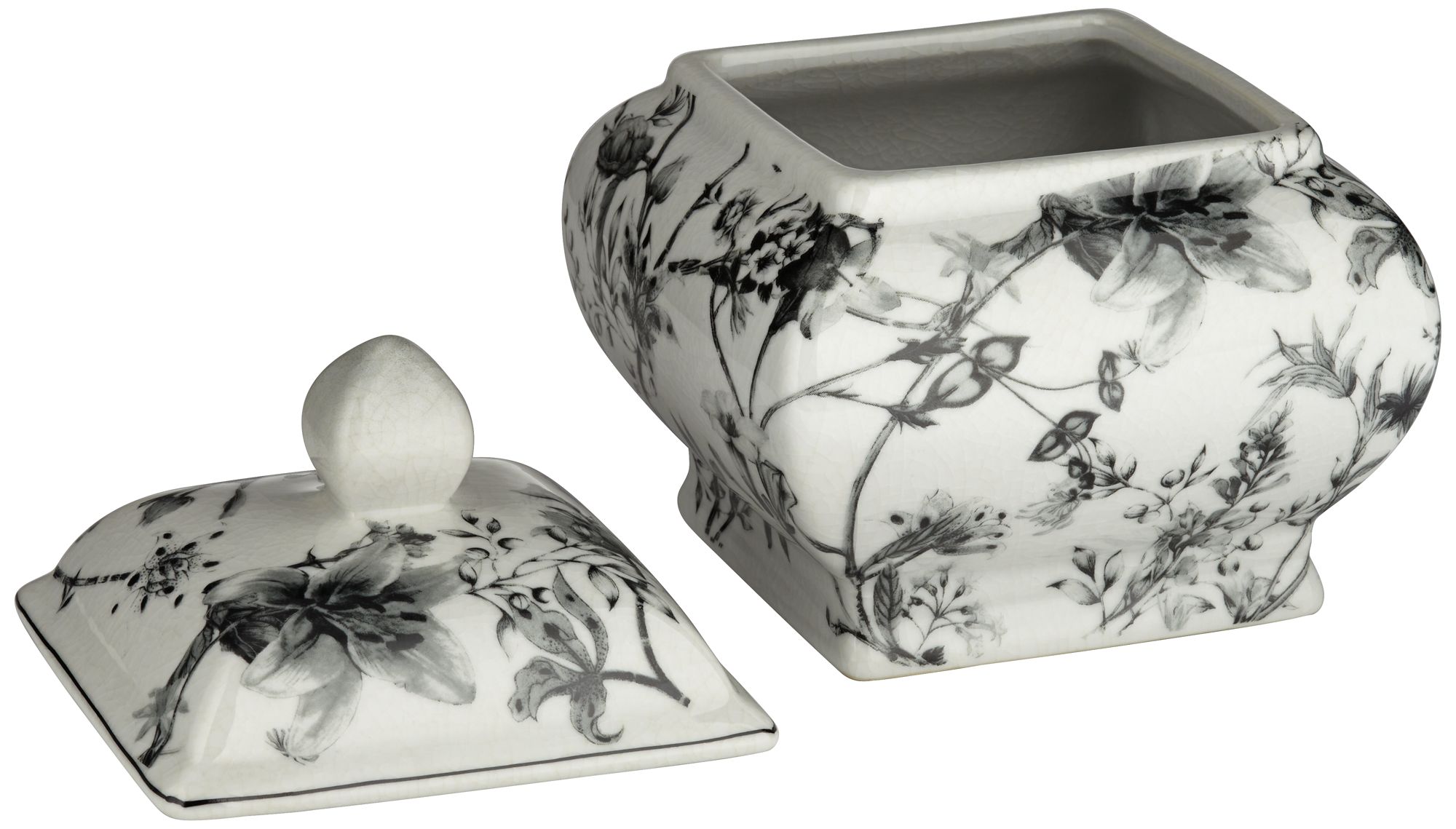 Prentiss 7 1/4" High Black and White Ceramic Ginger Jar with Lid in scene