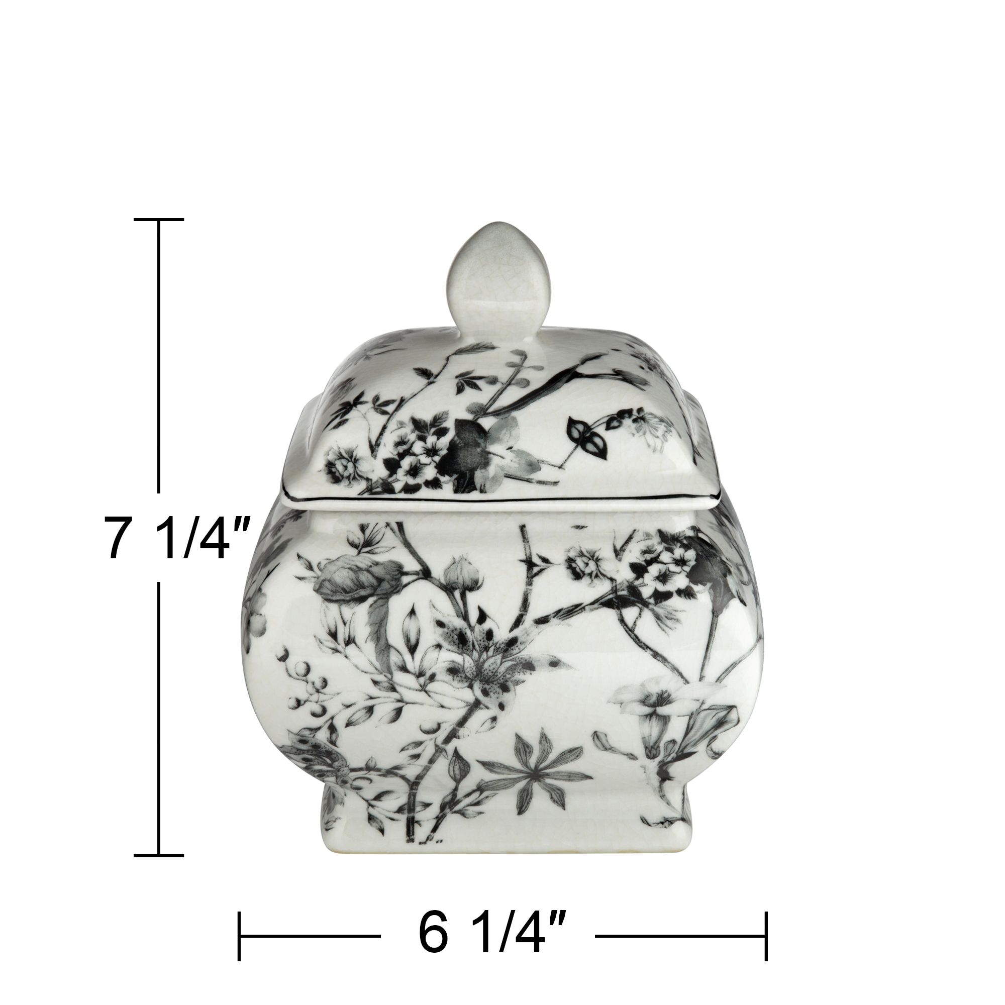 Prentiss 7 1/4" High Black and White Ceramic Ginger Jar with Lid in scene