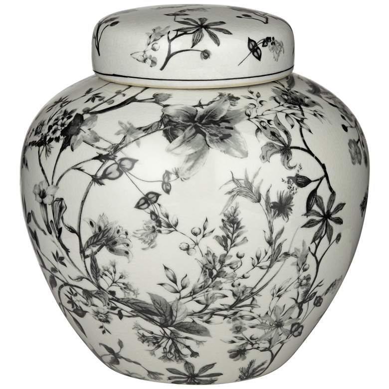 Image 3 Prentiss 9" High Black and White Ceramic Ginger Jar with Lid