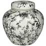 3_Prentiss 9" High Black and White Ceramic Ginger Jar with Lid