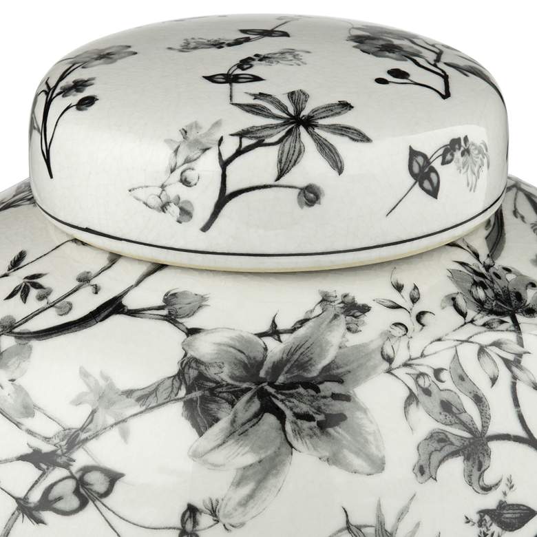 Image 4 Prentiss 9" High Black and White Ceramic Ginger Jar with Lid more views