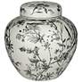 6_Prentiss 9" High Black and White Ceramic Ginger Jar with Lid more views