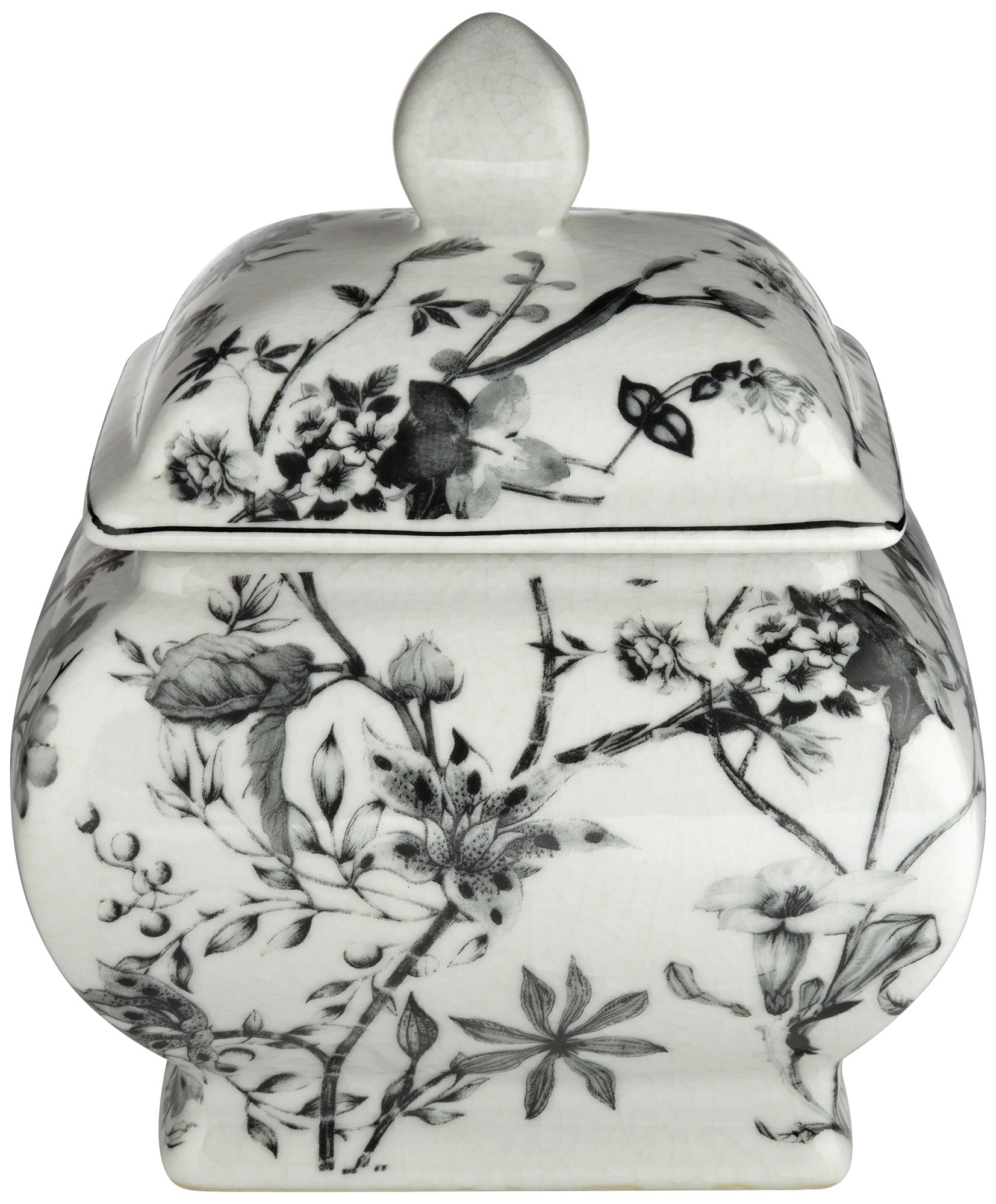 Prentiss Black and White 2-Piece Ceramic Ginger Jar Set in scene