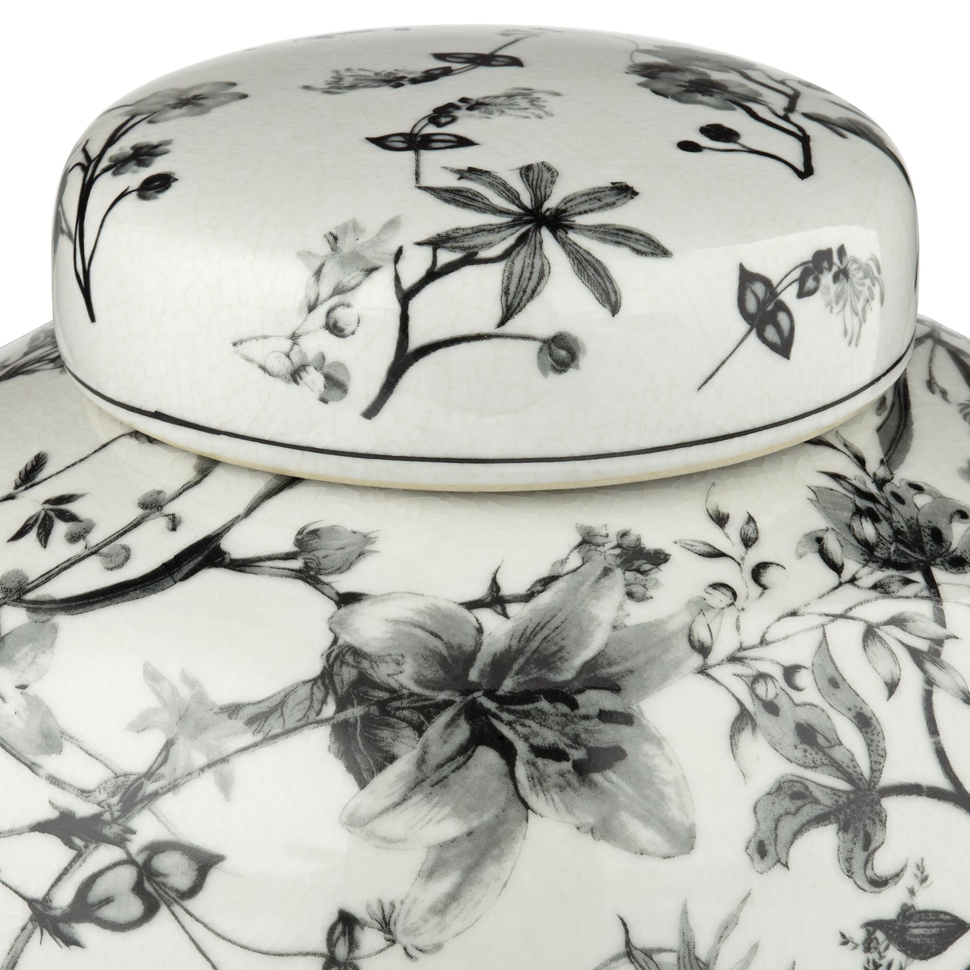 Prentiss Black and White 3-Piece Ceramic Vase and Jar Set in scene