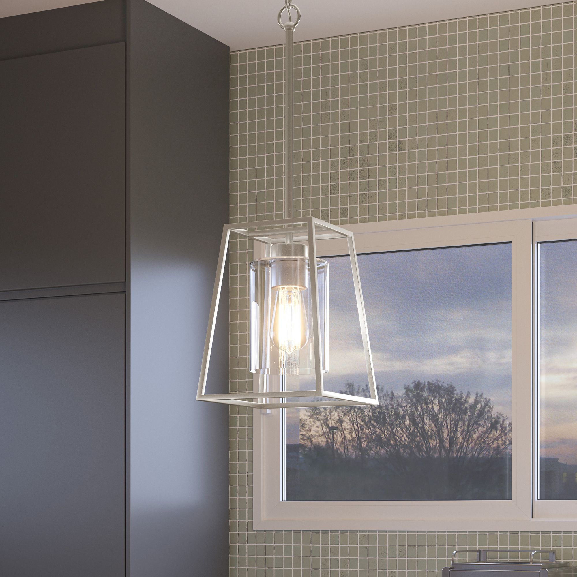 Image Prescott 1-Light Brushed Nickel Mini Pendant