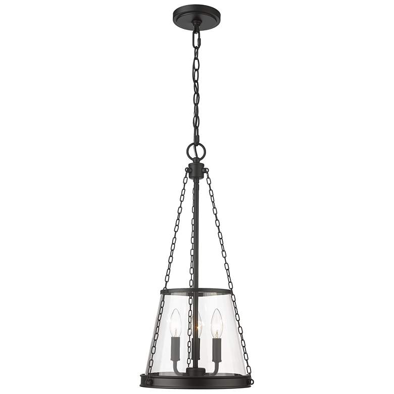 Image 1 Prescott 12 inch Wide Matte Black 3-Light Mini Pendant