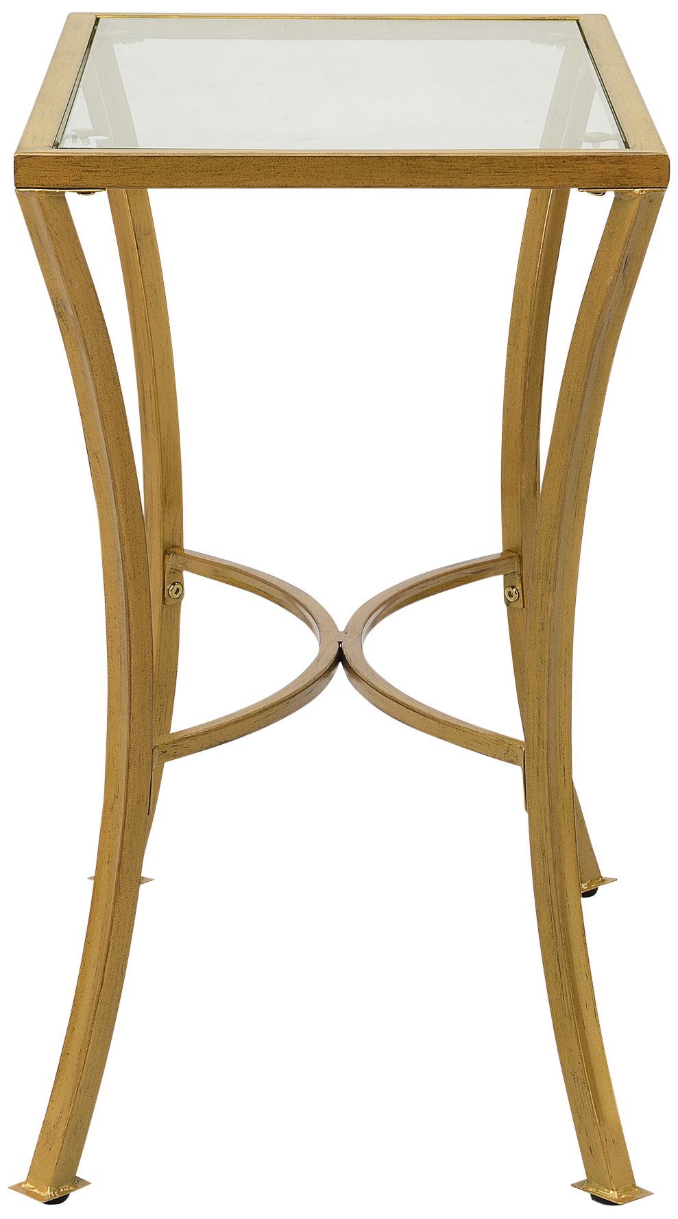 Prescott 14" Wide Glass Top and Antique Gold Accent Table 185H0