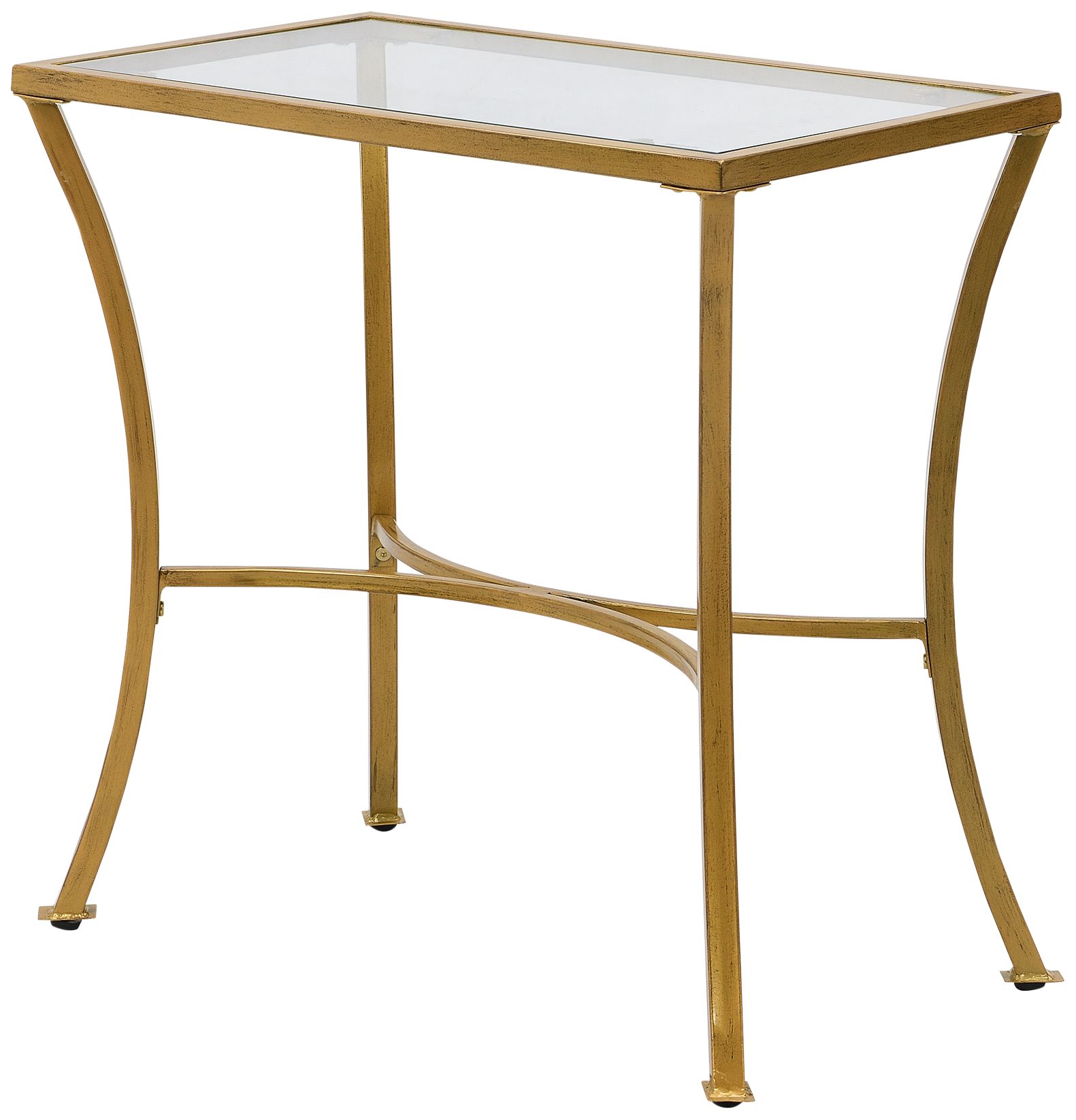 Prescott 14" Wide Glass Top and Antique Gold Accent Table 185H0
