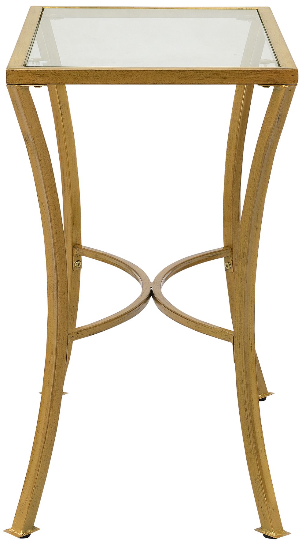 Prescott 14" Wide Glass Top and Antique Gold Accent Table 185H0