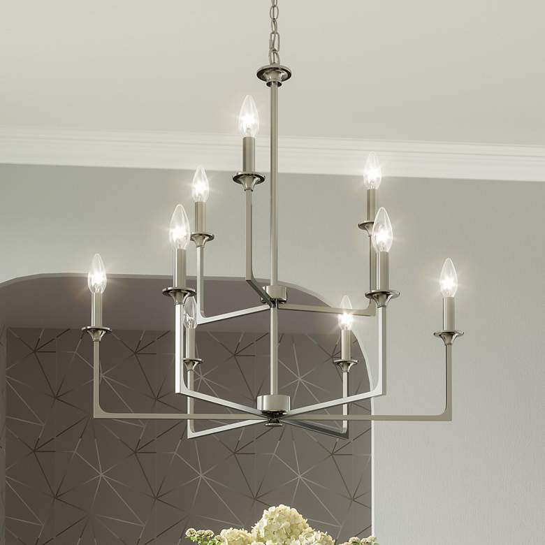 Image 1 Prescott 9-Light Brushed Nickel Chandelier
