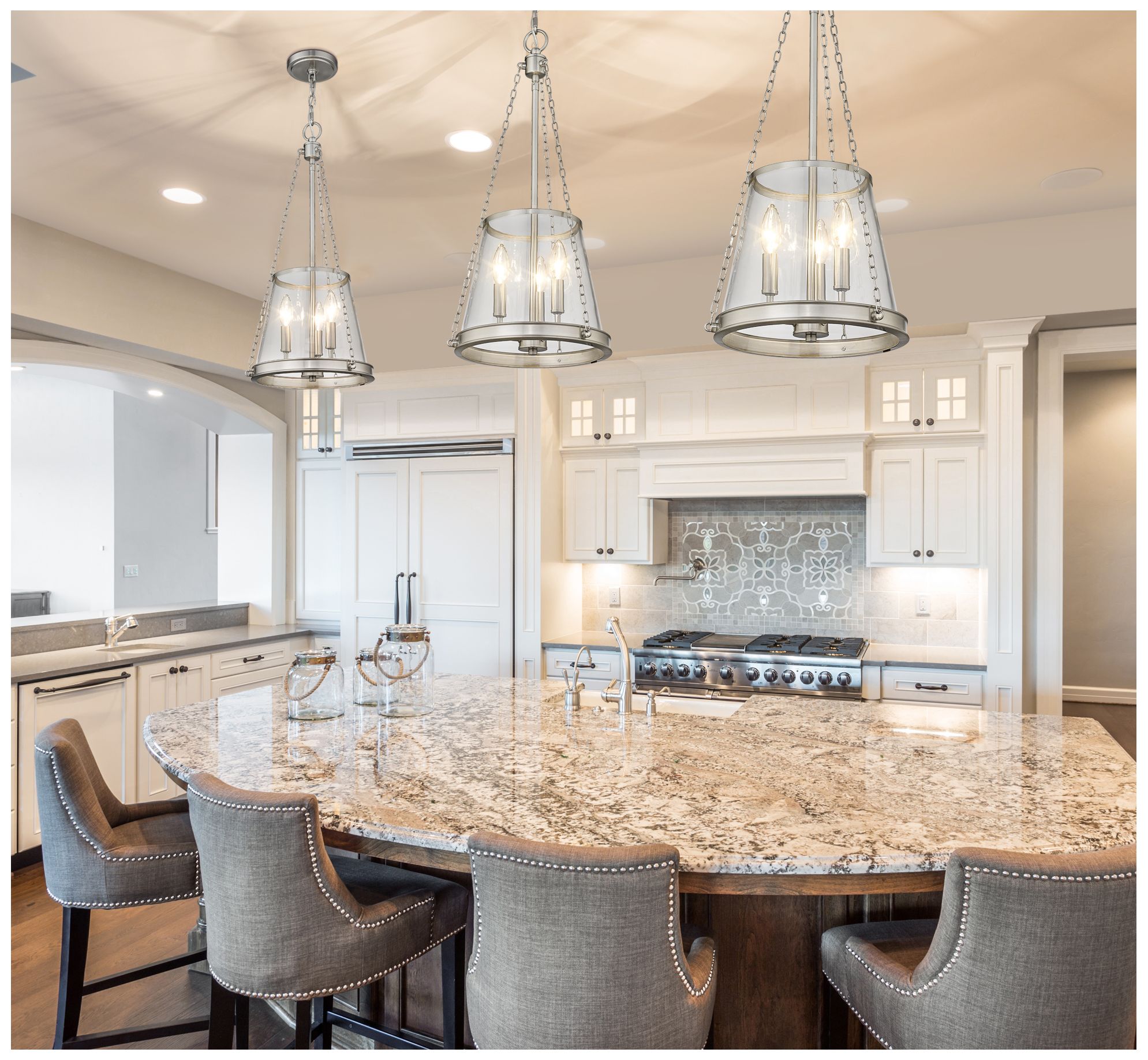 Image 2 Prescott by Z-Lite Brushed Nickel 12 inch 3 Light Pendant more views