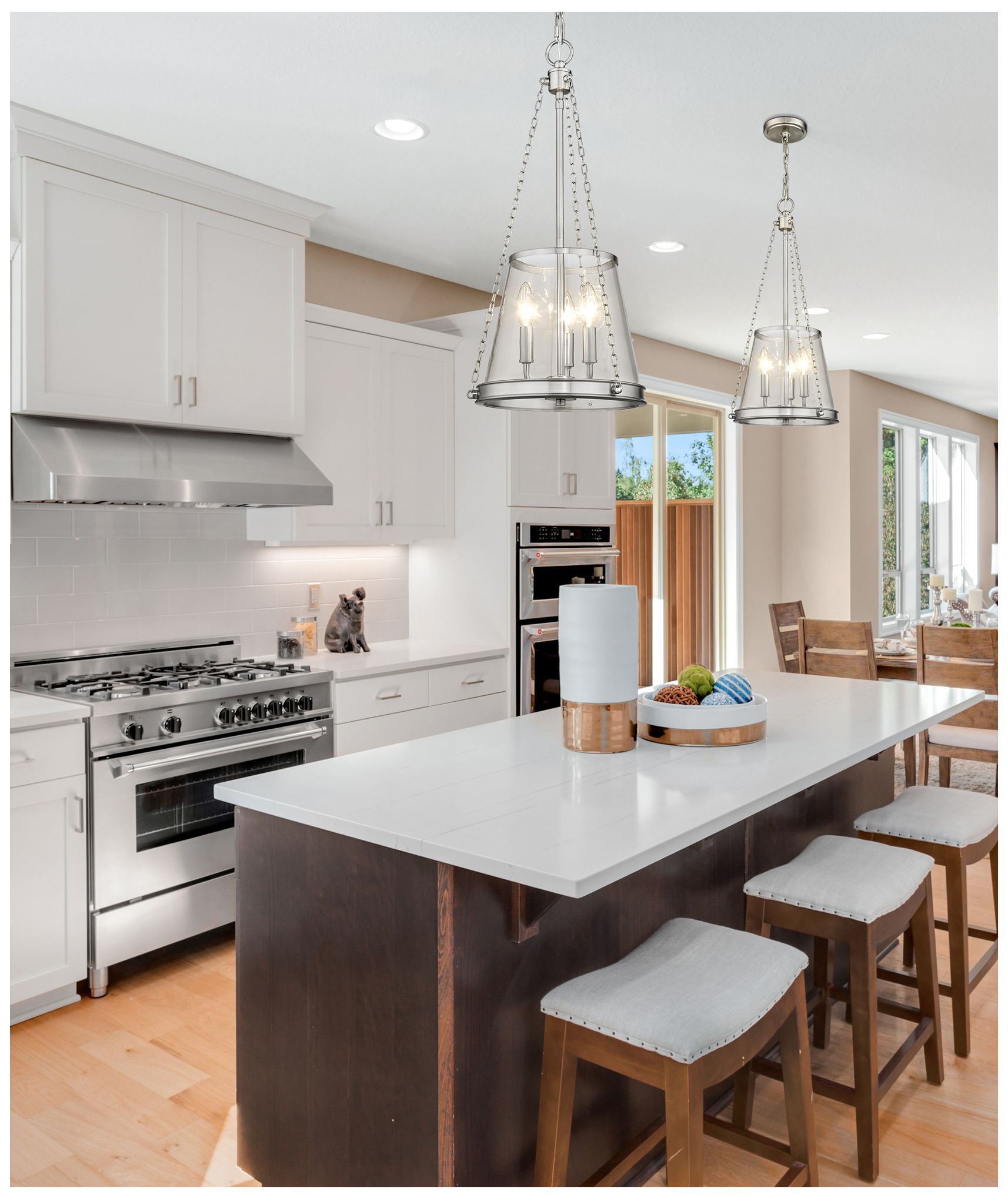 Image 3 Prescott by Z-Lite Brushed Nickel 12 inch 3 Light Pendant more views