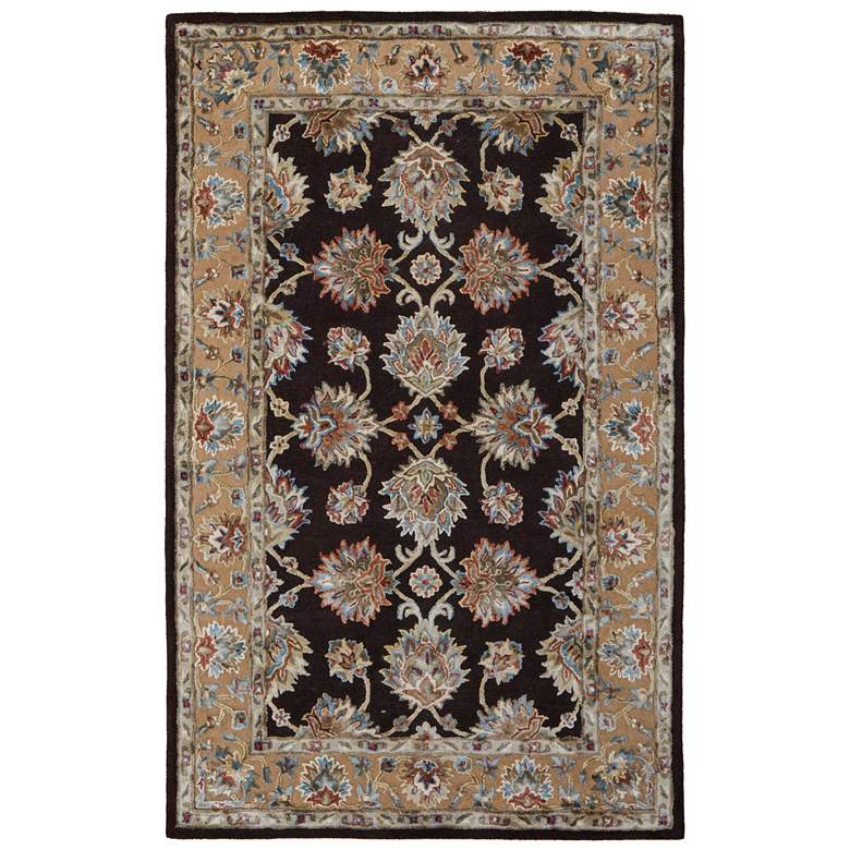 Image 1 Prescott Traditional Floral & Botanical Hand Tufted Brown Area Rug 8938F