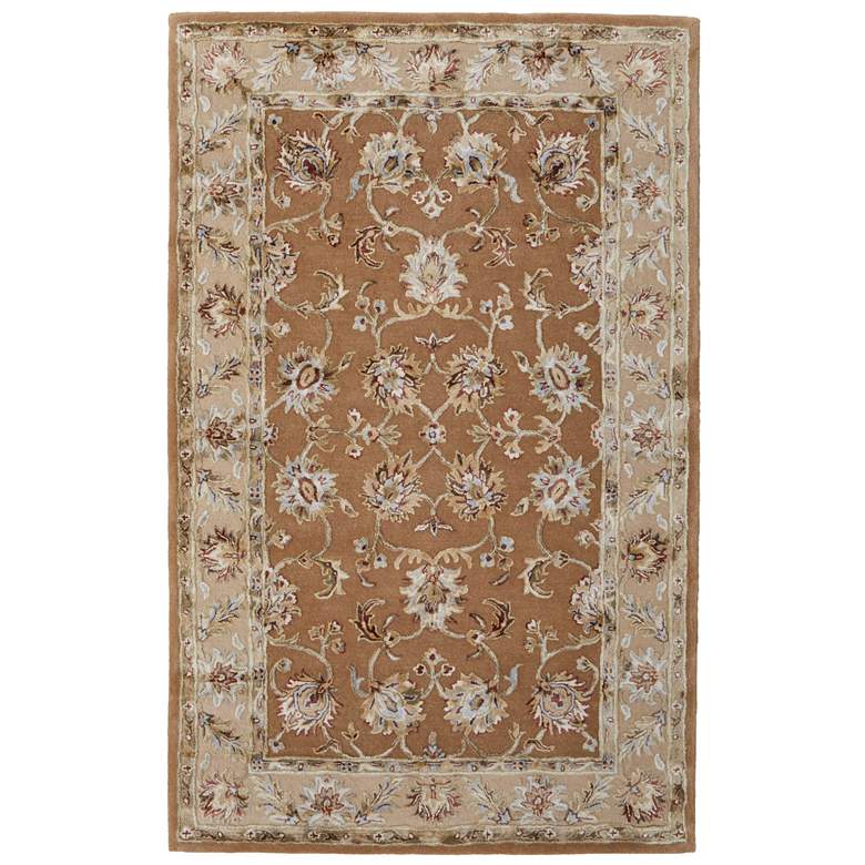 Image 1 Prescott Traditional Floral & Botanical Hand Tufted Tan Area Rug 8939F