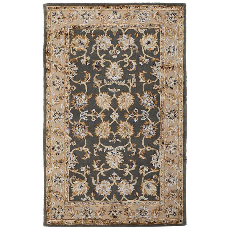 Image 1 Prescott Traditional Floral & Botanical Hand Tufted Taupe Area Rug 8939F