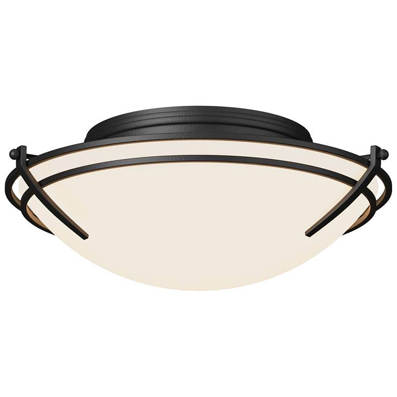 Image 1 Presidio Tryne 15.7" Wide Black Flush Mount With Opal Glass Shade