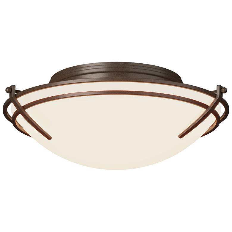 Image 1 Presidio Tryne 15.7 inch Wide Bronze Flush Mount With Opal Glass Shade