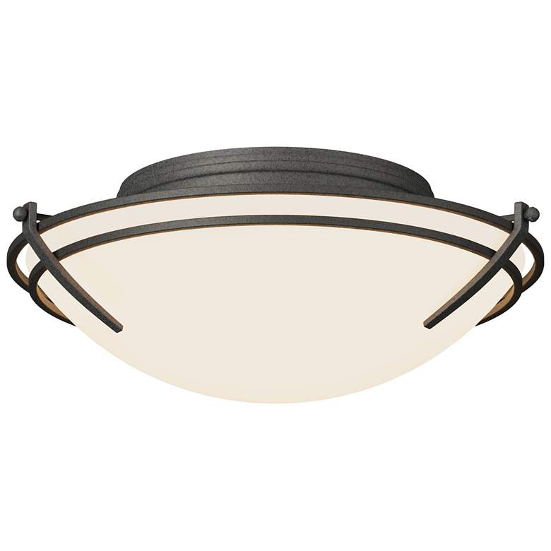 Image 1 Presidio Tryne 15.7 inch Wide Natural Iron Flush Mount With Opal Glass Sha