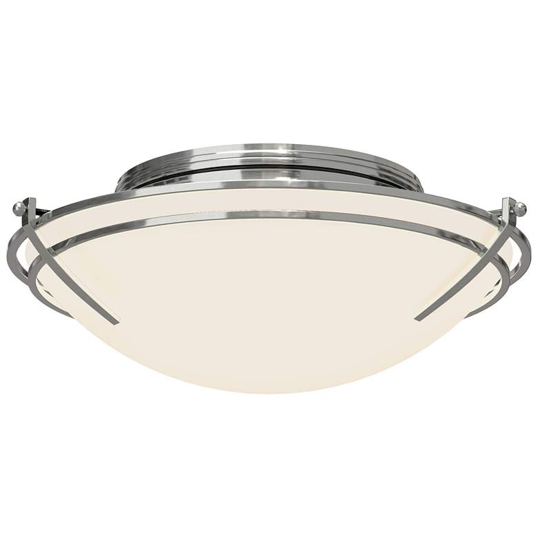 Image 1 Presidio Tryne 15.7 inch Wide Sterling Flush Mount With Opal Glass Shade