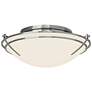 Presidio Tryne 15.7" Wide Sterling Flush Mount With Opal Glass Shade