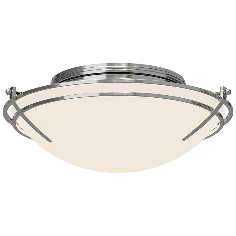 Image 1 Presidio Tryne 15.7" Wide Sterling Flush Mount With Opal Glass Shade