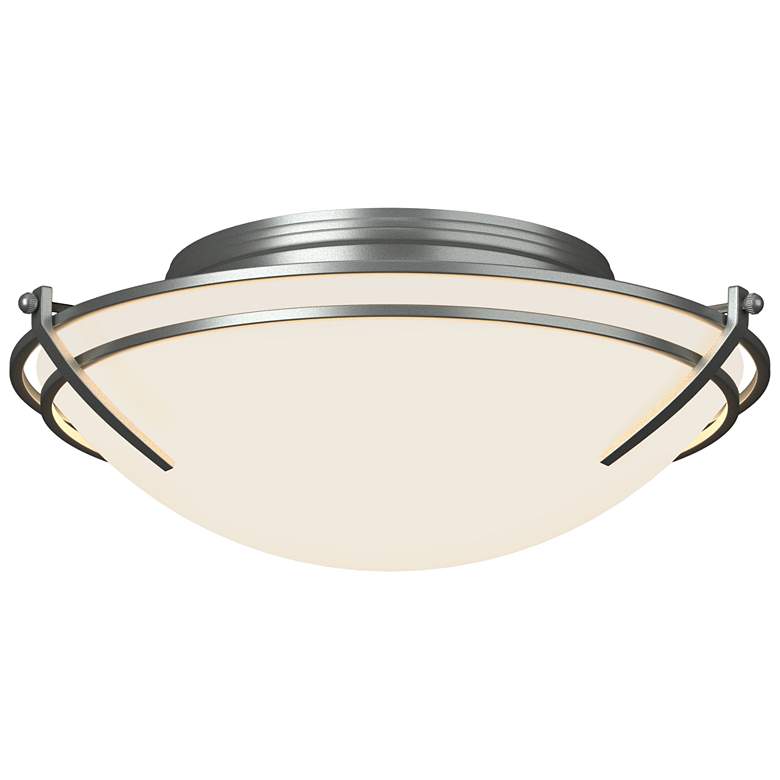 Image 1 Presidio Tryne 15.7"W Vintage Platinum Flush Mount With Opal Glass Sha