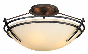 Image 3 Presidio Tryne 16.4"W Short Natural Iron Semi-Flush With Opal Shade