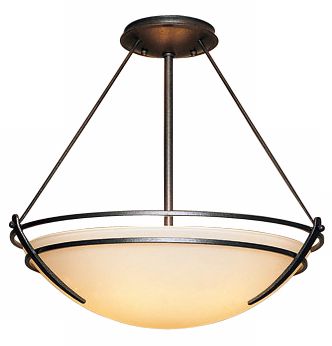 Presidio Tryne 18"W Medium Natural Iron Semi-Flush With Opal Shade