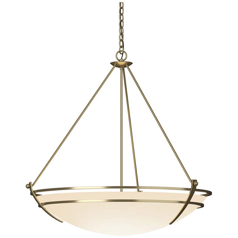 Image 1 Presidio Tryne 35.1"W Large Scale Modern Brass Pendant w/ Opal Glass S