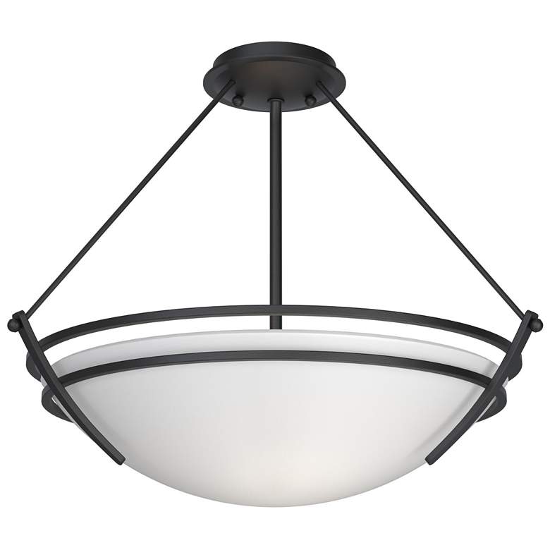 Image 1 Presidio Tryne Medium Semi-Flush - Black - Opal Glass