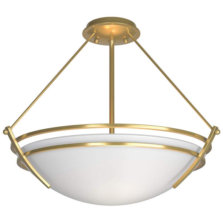 Image 1 Presidio Tryne Medium Semi-Flush - Brass - Opal Glass