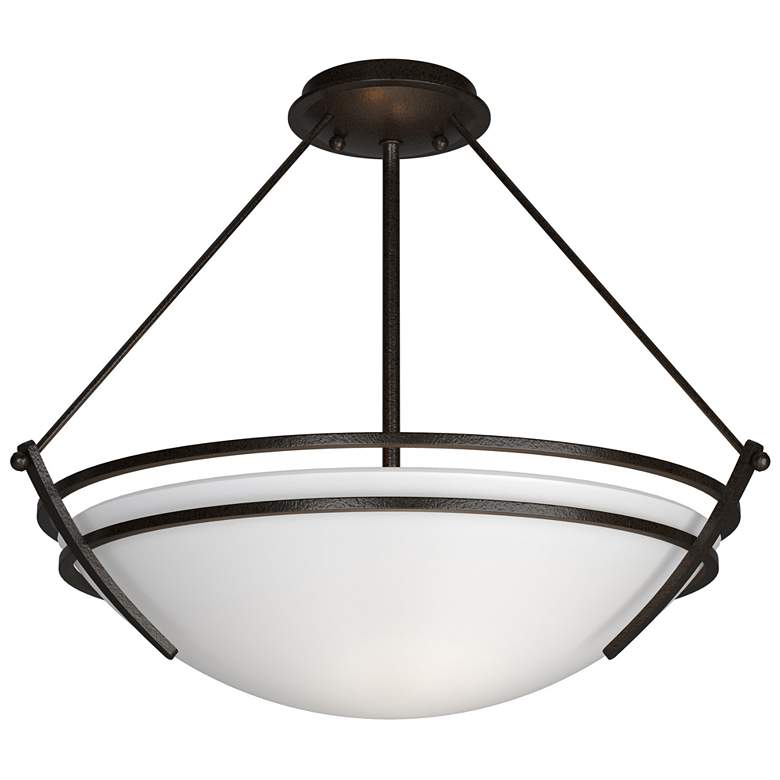 Image 1 Presidio Tryne Medium Semi-Flush - Oil Rubbed Bronze - Opal Glass
