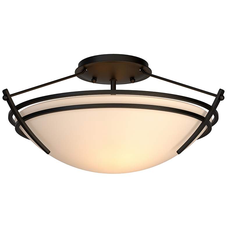 Image 1 Presidio Tryne Short Semi-Flush - Black Finish - Opal Glass