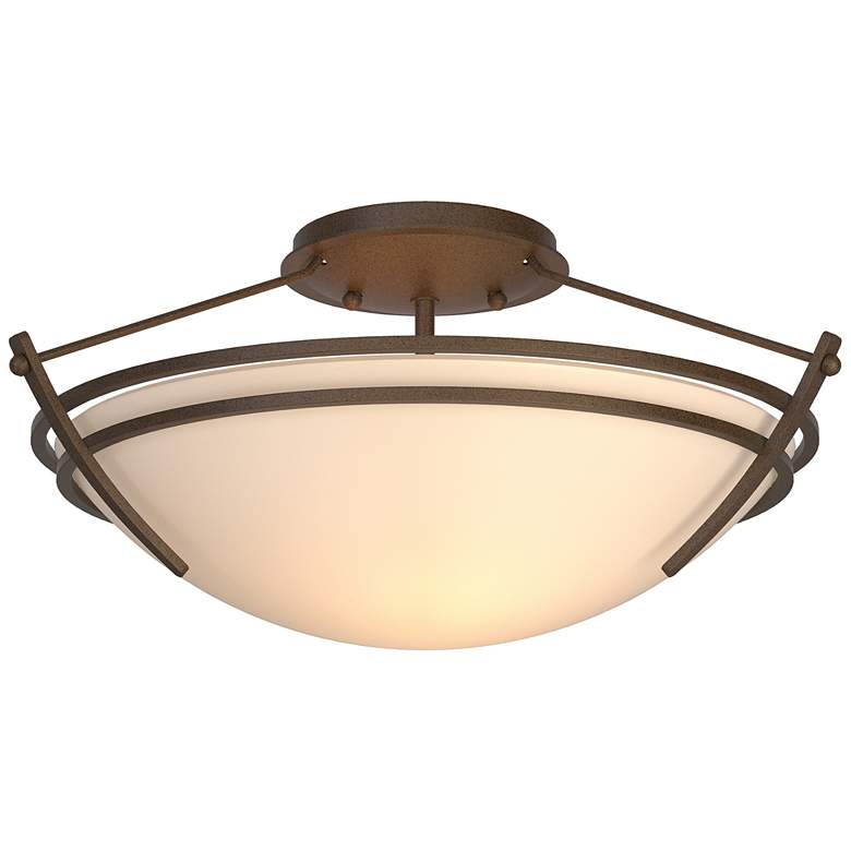 Image 1 Presidio Tryne Short Semi-Flush - Bronze Finish - Opal Glass