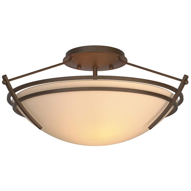 Image 1 Presidio Tryne Short Semi-Flush - Bronze Finish - Sand Glass
