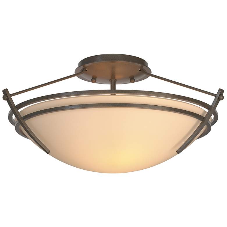 Image 1 Presidio Tryne Short Semi-Flush - Dark Smoke Finish - Sand Glass