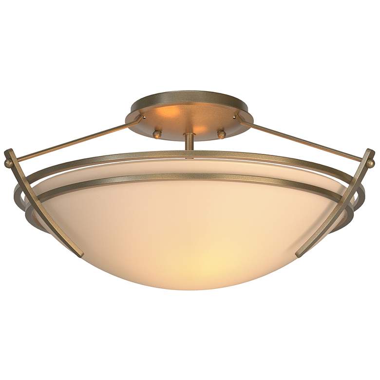 Image 1 Presidio Tryne Short Semi-Flush - Soft Gold Finish - Sand Glass
