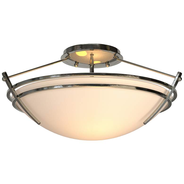 Image 1 Presidio Tryne Short Semi-Flush - Sterling Finish - Opal Glass