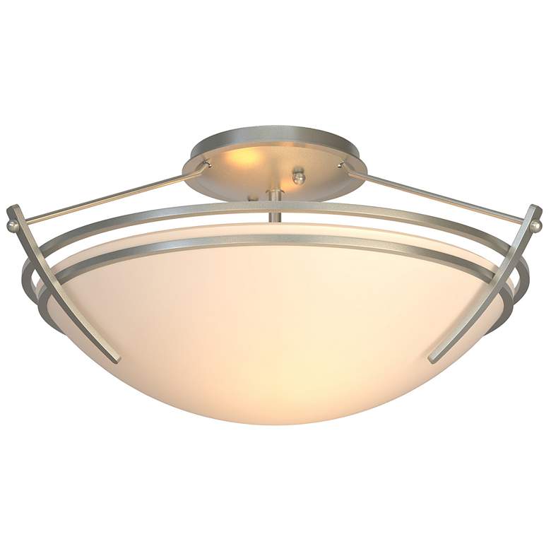 Image 1 Presidio Tryne Short Semi-Flush - Vintage Platinum Finish - Opal Glass