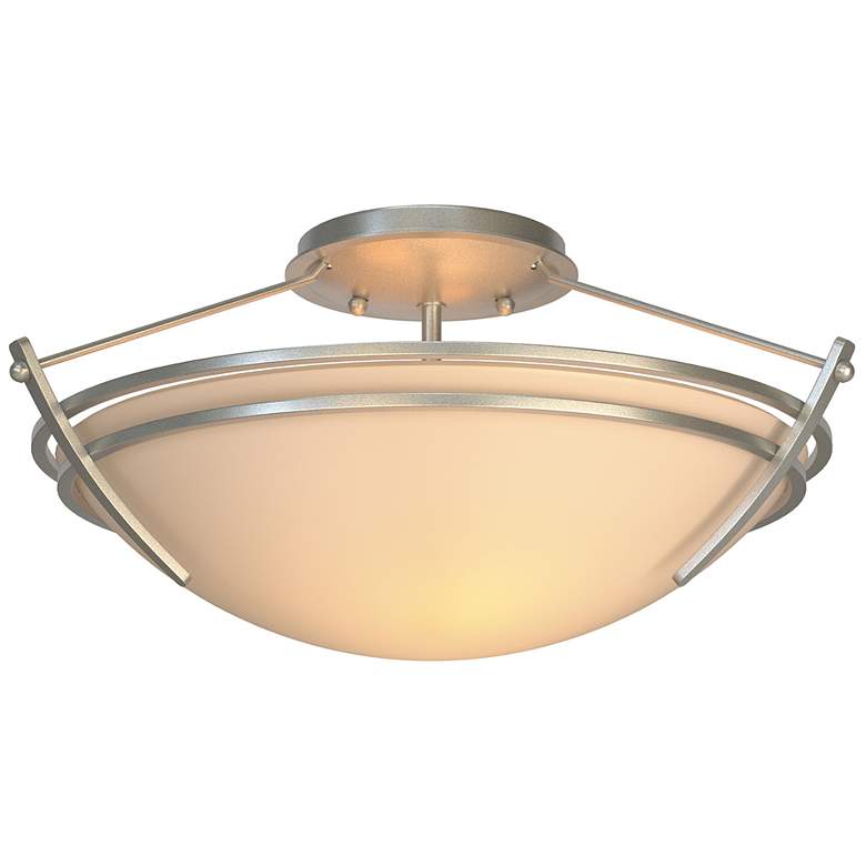 Image 1 Presidio Tryne Short Semi-Flush - Vintage Platinum Finish - Sand Glass