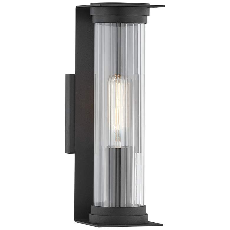 Image 1 Presley 13 3/4" High Textured Black Outdoor Wall Light