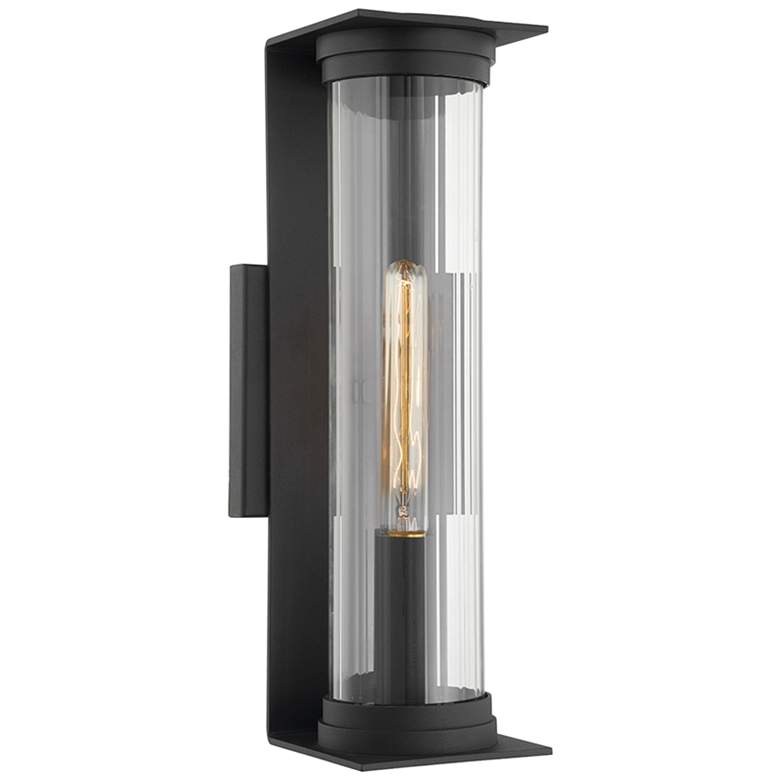 Image 1 Presley 18 inch High Textured Black Outdoor Wall Light